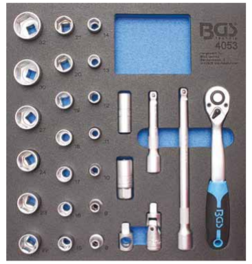 Bandeja para carro 2/3: Juego de llaves de vaso 12,5 mm (1/2") | 27 piezas