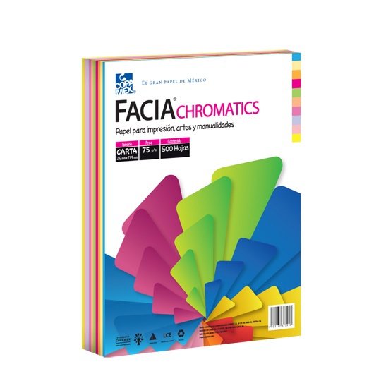 PAPEL FACIA CHROMATICS CARTA 500HOJAS
MIX DE 10 COLORES. MEDIDAS: 21.6X27.9 CM
ARTÍCULO: PAPEL
TIPO: BOND
COLOR: SURTIDO NEON
TAMAÑO: CARTA
MARCA: COPAMEX