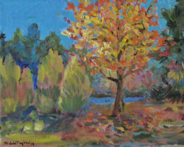 Taylor, Tall with Red Maple, 8x10, Oil
