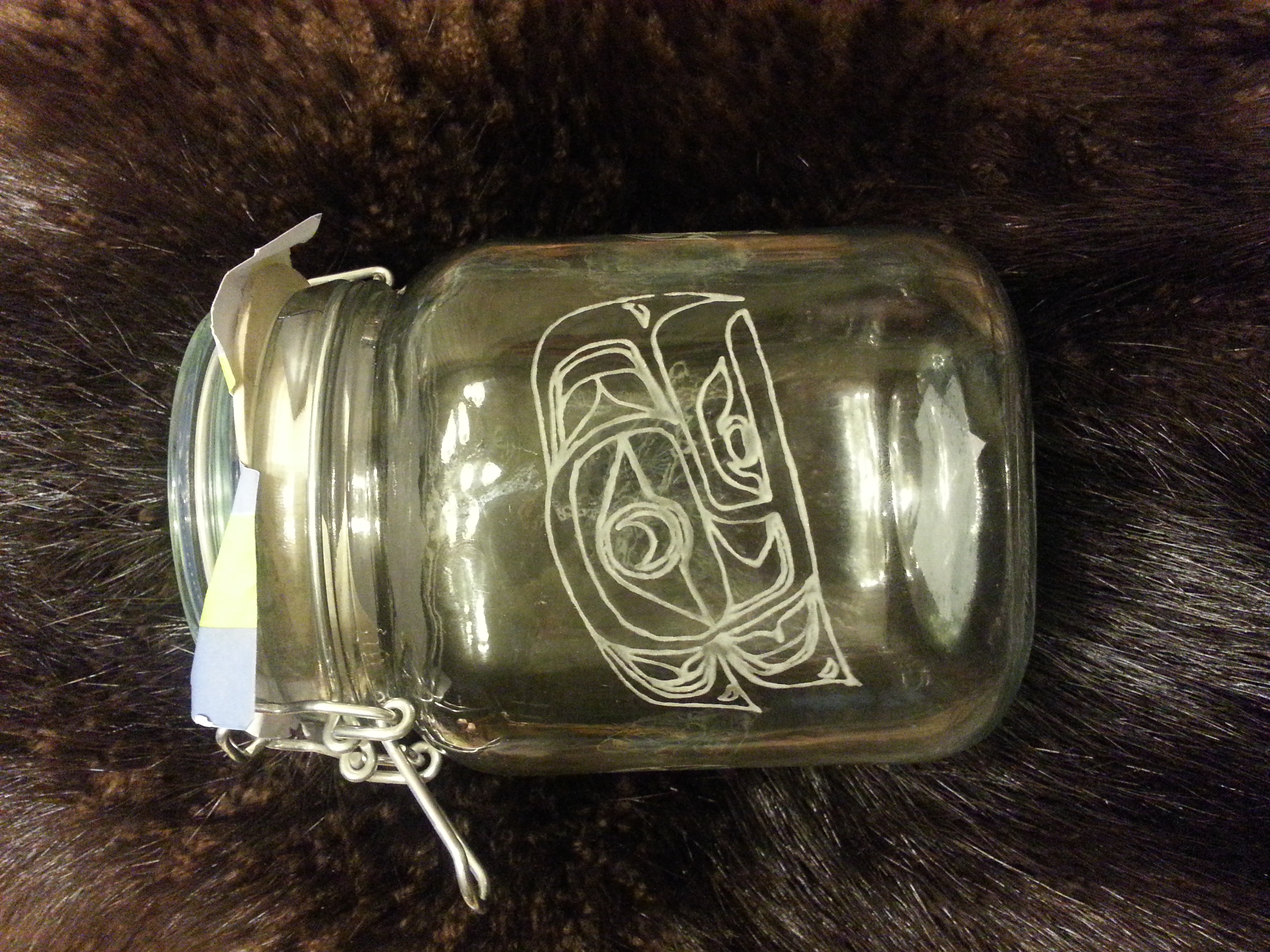 Native eagle engraved storage jar... $45.00   Sold, i can make more...