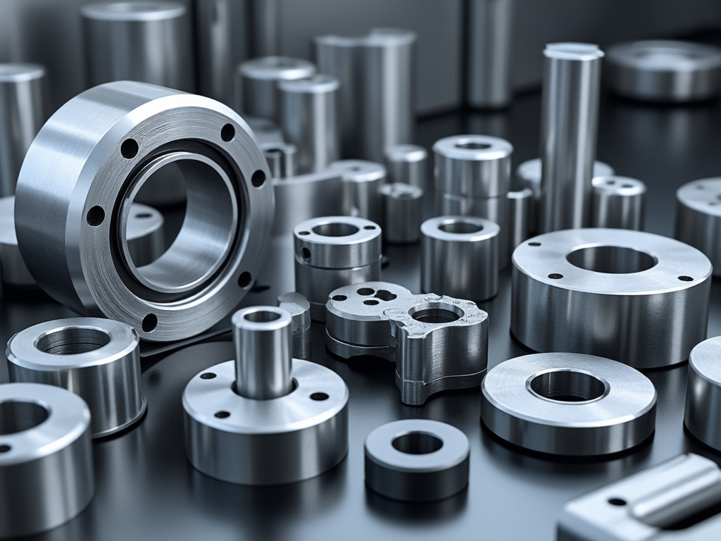 Piezas de metal cilíndricas y anulares en un entorno industrial. Piezas de metal cilíndricas y anulares en un entorno industrial.
