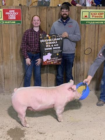Tes Smith
2023 Dickson County FFA & 4-H
Swine Show
Champion Chester White Gilt
Reserve Grand Champion 
Overall Gilt