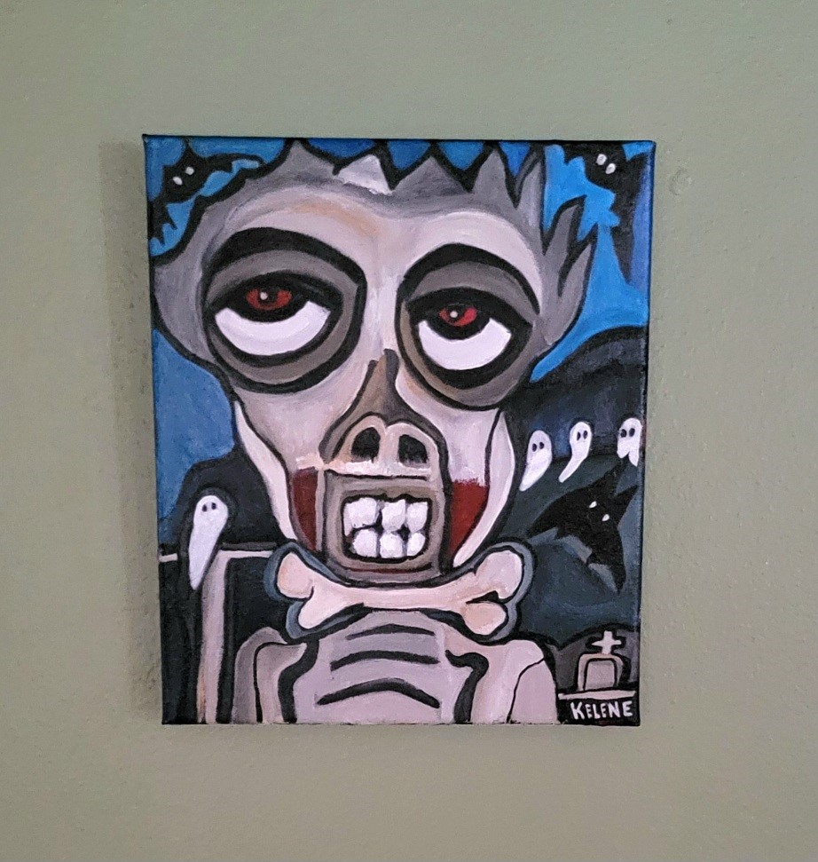 Title I BITE 12 x 12 acrylic on canvas Kelene 2024 $150.00